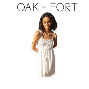 Ivory Midi Dress Bow Detail by OAK + Fort M